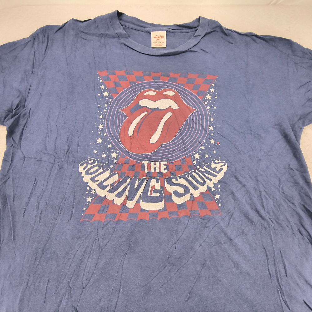 The Rolling Stones Short Sleeve Band Crew Neck T Shirt Mens Size S Blue Red